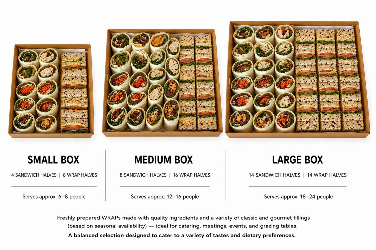 Mixed sandwich and wrap boxes menu