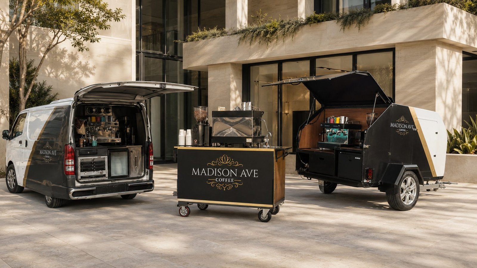 Madison Ave coffee van, cart and trailer set up for an Inner West Sydney event